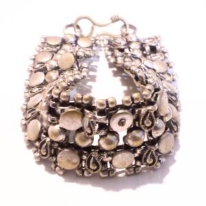 Boho Eastern Inspired Chunky Silver Tone Bracelet